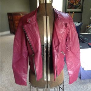 Red Faux Leather Jacket